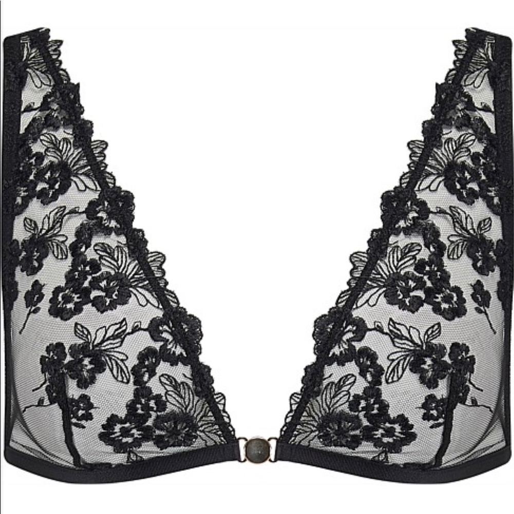 Mimi Holliday Floral Black Lace Sheer Bra Sz S M